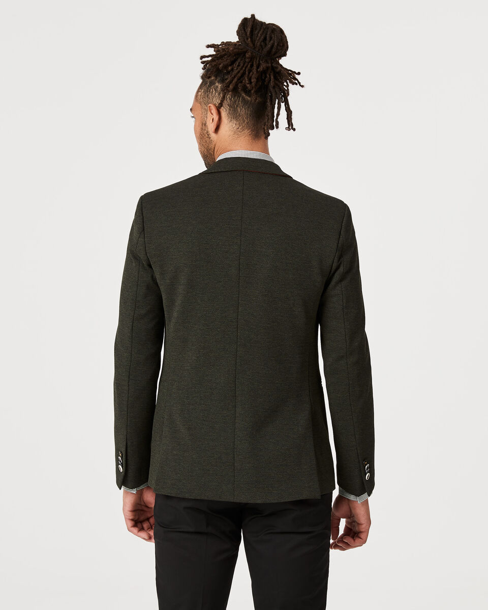 Slim Stretch Knitted Tailored Blazer, Dark Khaki, hi-res